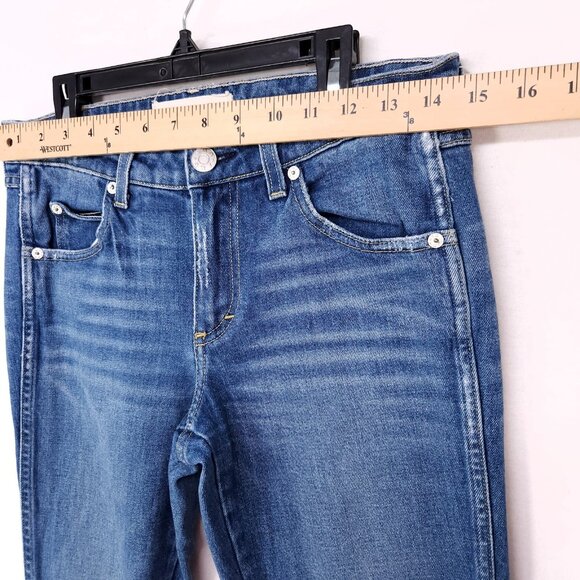 Amo Kate Straight Leg Denim Jeans Size 27 In Mariner Blues Whiskered Mid Rise - Picture 4 of 13